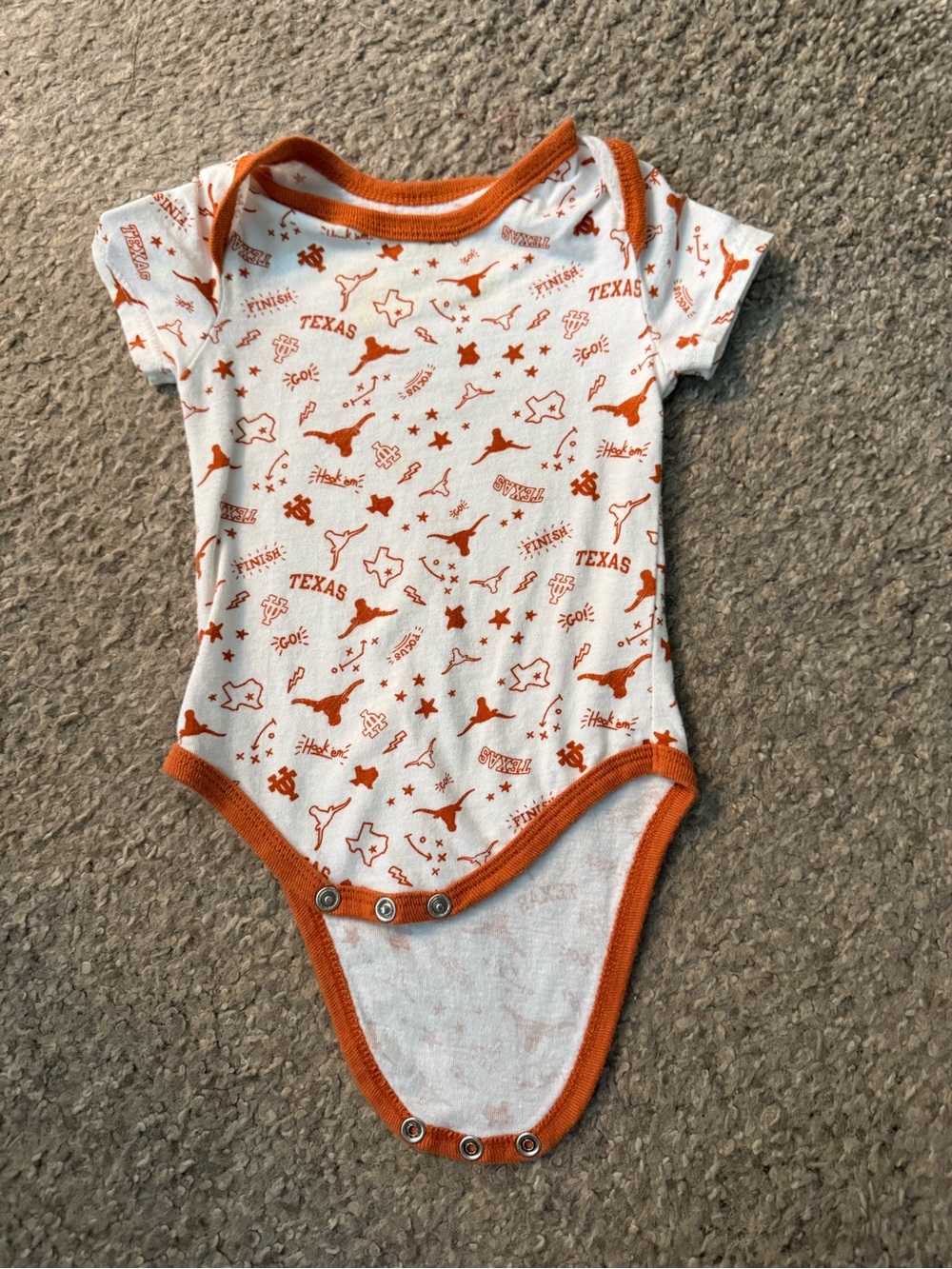 Texas Longhorns Orange Trim Baby One-Piece Bodysuit